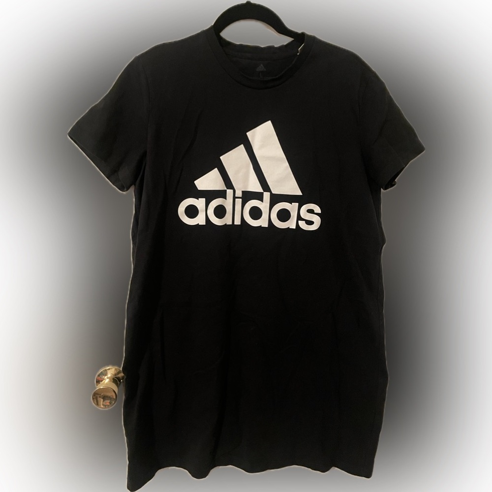 Adidas Black Tee tshirt dress with White Details